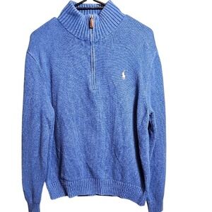 Polo Ralph Lauren Blue 1/4 Zip Sweater Size Large Unisex